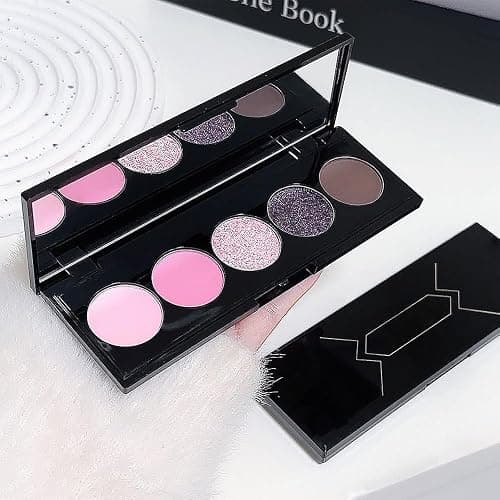 CAKAILA Pink Black Brown 5Colors Eye Shadow Palette Makeup with Mirror,Neutral Vegan Eyeshadow Palette for Older Women Waterproof Long Lasting Naturing-Looking sombras para ojos,Cruelty Free thumbnail 7