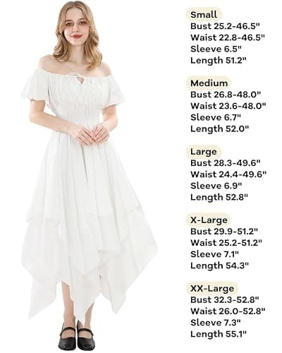FCCAM Chemise Renaissance Dress Women Short Sleeve Corset Cottagecore Ren Faire Dress Costume with Pockets thumbnail 5