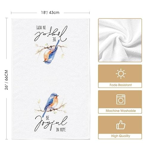 Artoid Mode Floral Leaves Branch Bird Kitchen Towels Dish Towels, 18x26 Inch Seasonal Summer Decoration Hand Towels Set of 4 thumbnail 3