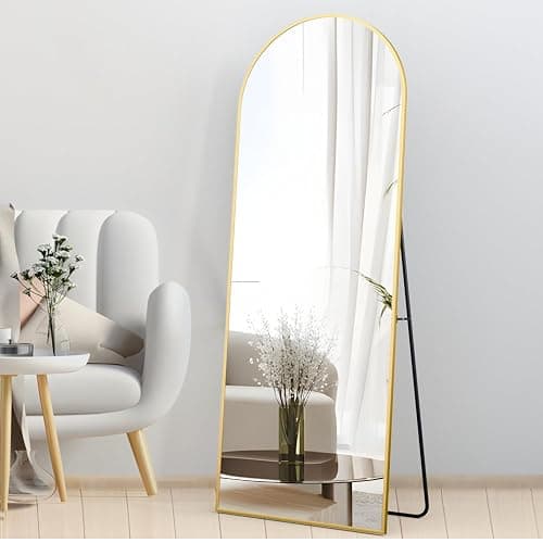 NEUWEABY Full Length Mirror, 162x53cm Arch Floor Mirror with Stand, Gold Arched Full Body Standing or Leaning for Bedroom, Living Room thumbnail 5