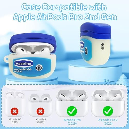 Case for AirPods Pro 2nd Generation Case, with Cleaner Kit Cute Cartoon Kawaii Funny AirPods Pro 2 Cover Silicone Protective Cover for Apple AirPod Pro 2 with Keychain for Women Kids Blue thumbnail 7
