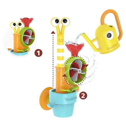 Yookidoo Toddler Baby Bath Toy (Ages 1-3) Garden Adventure Set Bundle: Snail & Flower with Watering Can (Mold Free) Attach to Any Tub or Shower Fun for Bath Time - Great for Boys , Girls , & Kids thumbnail 3