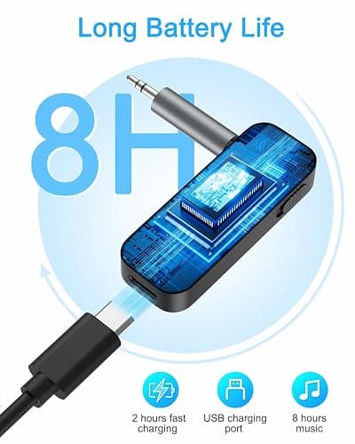 (Upgraded) Ankilo Aux Bluetooth 5.3 Adapter for Car, 2 in 1 Bluetooth Receiver Transmitter for Car with Display Screen, Suitable for Cars, Speakers, Stereo Systems and Headphones thumbnail 6