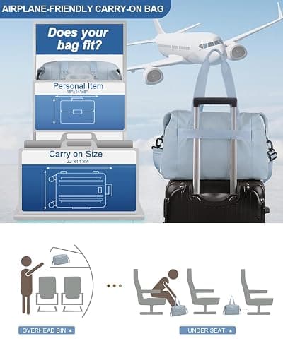 Pritent Travel Duffle Bag, Weekender Overnight Personal Item Carry On Bag | Waterproof Duffel Bag, with Toiletry Bag, Removable Strap, Hospital Bag for Labor Delivery, Airplane Travel, Gym thumbnail 7