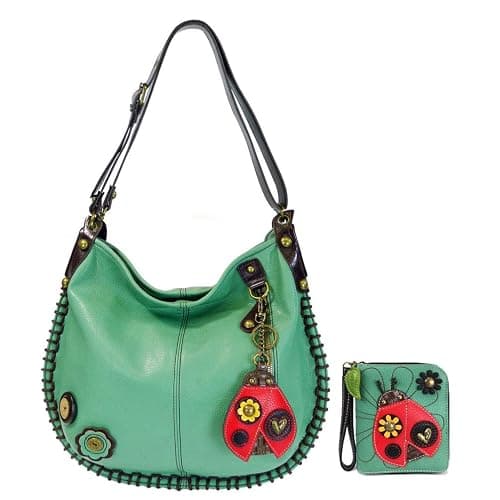 CHALA Teal Hobo Style ladybug Shoulder Purse with & Chala Ladybug Zip Wallet Combo Set - Image 1