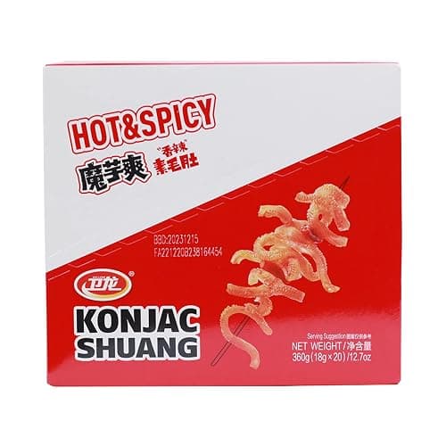 WeiLong Konjac Snack, Spicy Hot Strips, Spicy Snacks Latiao La tiao, Chinese Snacks Moyushuang, Spicy Flavor, 卫龙辣条,魔芋爽(香辣), 18g*20 Bags, Pack of 1 - Image 1