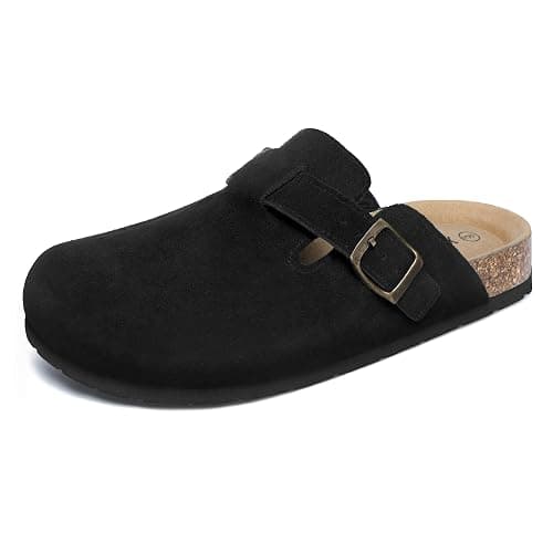 Xiakolaka Women's Suede Clogs Adjustable Buckle Slip on Footbed Home Clog Slippers - Image 1