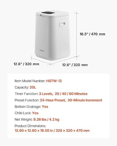 VEVOR Towel Warmers for Bathroom, Towel Warmer Bucket with Child Lock & High-Temp Light & 24H Delay Timer & Auto Shut Off Fits up to 4 Oversized Towels, Blankets, Clothes, Bathrobes and More, White thumbnail 2