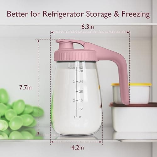 Momcozy Breast Milk Pitcher, Resistant to Heat and Cold Abrupt Temp Swings, No Leak Breast Milk Fridge Storage Container With Wide Mouth, Fast Baby Formula Maker, Breastfeeding Essentials, Pink thumbnail 3
