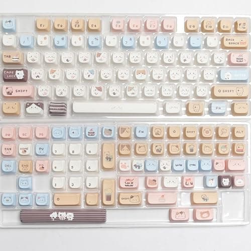 ILYCHEEGAMI PBT Cute Cartoon Animals Mao keycaps PBT keycap Set for Girl Kids Custom keycaps for Gateron Kailh Cherry Mx Switches ANSI Layout Mechanical Keyboard (Mao-Sea Salt Meow Keycap) thumbnail 7