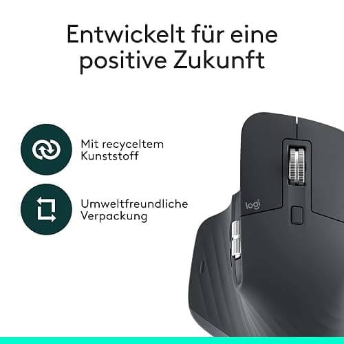 Logitech MX Master 3S – Kabellose Hochleistungs-Maus | Ultraschnelles Scrollen, Ergo, 8K DPI, Abtastung auf Glas, leise Klicks, Bluetooth, Windows, Linux, Chrome - Grafit thumbnail 5