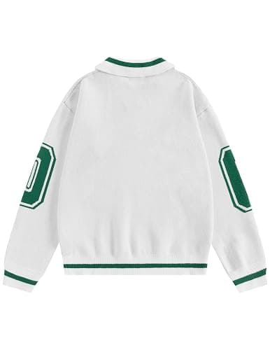 Aelfric Eden Graphic Polo Sweater Women Oversized V Neck Knit Sweaters Y2k Long Sleeve Pullover Vintage Number Sweater Tops thumbnail 2