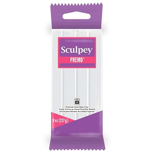 Polyform PE08 5001 Premo Sculpey Polymer Clay 8oz, White | Flexible and durable oven-bake clay for professional results. Ideal for caning, mokume gane, and advanced jewelry making - Image 1