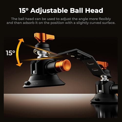 K&F CONCEPT Triple Suction Cup Car Mount for Camera, Heavy Duty 3-in-1 Kit | 15° Curved Surface Adjustment, Extension Pole & Phone Holder, Compatible with Insta360 X5/X4 GoPro DJI Action, MS44 thumbnail 2