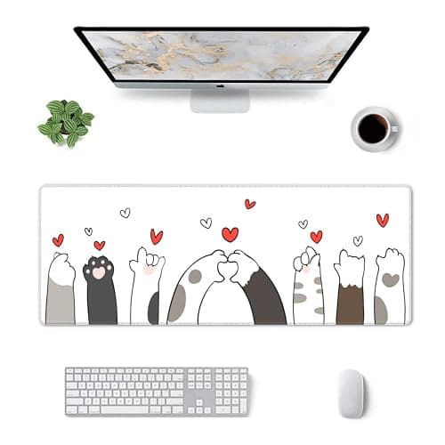 Kawaii Cat Paw Gaming Mouse Pad Large XL Desk Mat Long Extended Pads Big Mousepad for Home Office Decor Accessories 31.5 X 11.8 Inch thumbnail 2
