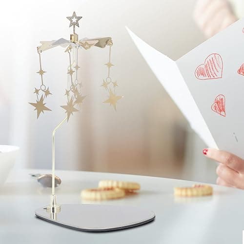 Fayelume Star Candle Carousel, Rotary Candle Holder Rotating, Stainless Steel Chime Candles Holder, for Bars Cafes Christmas Wedding thumbnail 2