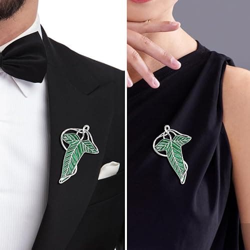 EKZ Elegance Elven Green Tree Leaf Enamel Pin,Cloak Clasp Brooches Elven Keepsake Pin for Luck and Mystery – Perfect for Christmas Festive Attire and Cosplay Jewelry thumbnail 4