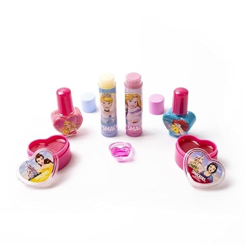 Lip Smacker Disney Princess 5-Piece Beauty Tote for Kids, Includes Lip Balm, Nail Polish & Hair Accessories, Travel Bag Gift Set Featuring Rapunzel & Cinderella, Cruelty-Free thumbnail 2