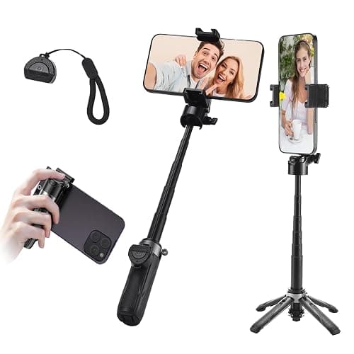 Portable Smartphone Tripod Selfie Stick with Bluetooth Remote Control, Compatible with iPhone/Android, Multi-Functional Foldable Design for Live Streaming, Video Recording, and Photography - Image 1