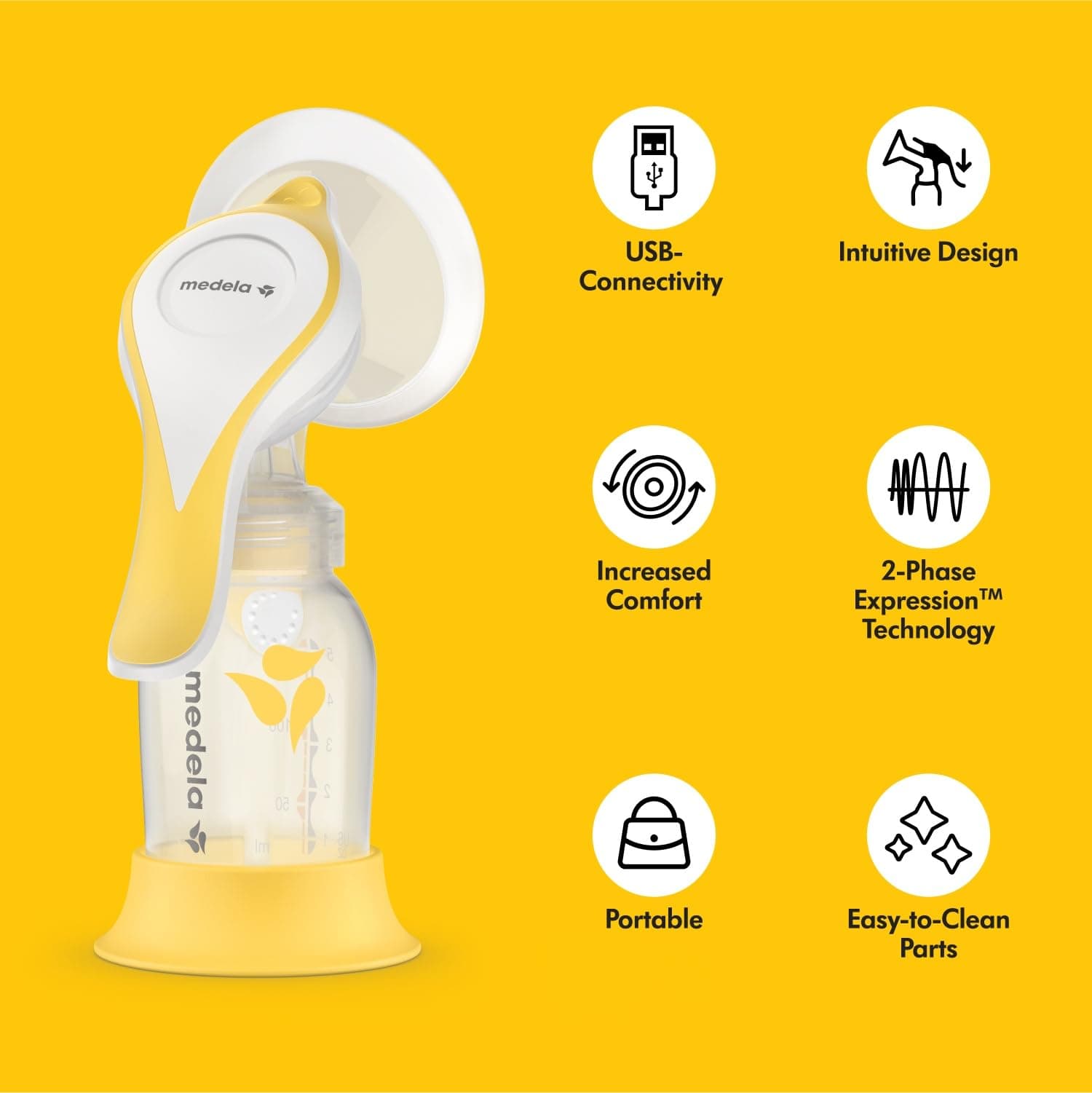 Medela Harmony Manual Breast Pump, Compact Swiss Design with PersonaFit Flex Shields and Medela's 2-Phase Expression Technology thumbnail 3