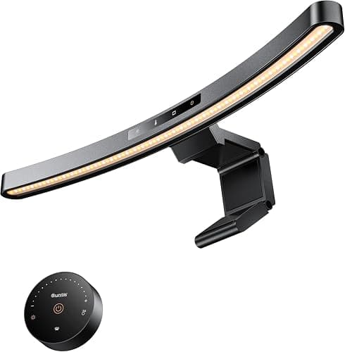 Quntis 45cm Curved Monitor Light Bar with Remote Control & Touch Control, Auto Dimming Screen Light, Eye Protection Glare-Free Monitor Lamp for Curved & Irregular Screens, Black - Image 1