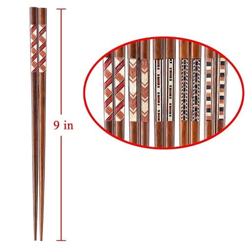 Antner Handmade Japanese Chopsticks Reusable Natural Wooden Chopstick with Box, 5 Pairs Gift Set thumbnail 3