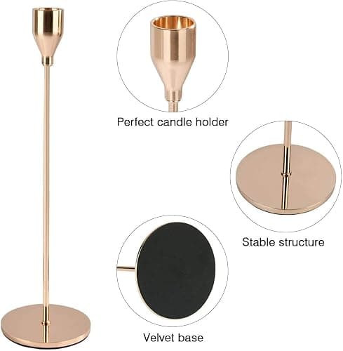 LXTaoler Candle Holders for Taper Candles, Set of 6 Metal Candle Stand Modern Decorative Candlestick Holder for Wedding, Dinning, Party (Gloden-6) thumbnail 4