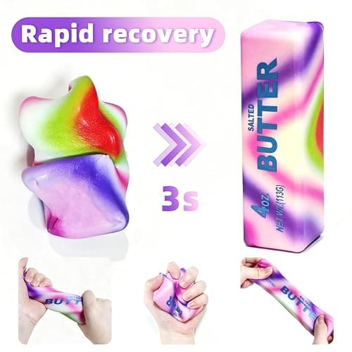 2 Pcs Rainbow Butter Squishy Stick , Super Soft Slow Rising Fidget Squeeze Toy, Colorful Sensory Stress Relief Desk Toy for Home, Office, Travel, Novelty Anxiety Relief Toy for Kids & Adults thumbnail 3