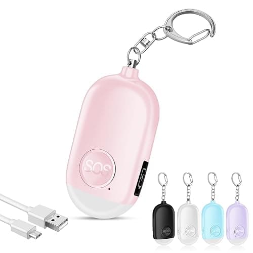 Hion Personal Safety Alarm for Women, Rechargeable 130dB Self Defense Alarm Keychain with LED Flashlight, Emergency Safe Sound Security for Children Elderly College Girls Men, Pink - Image 1