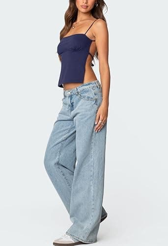 Backless Crop Top for Women Y2K Open Back Cami Top Spaghetti Strap Tie Back Sleeveless Cotton Summer Going Out Tank Top thumbnail 6