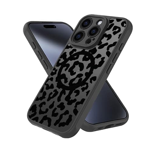 Aconfei for iPhone 13 Pro Magsafe Case, Magnetic Black Leopard Design Cute Soft TPU Shockproof Protective for Girls Women Phone Cover - Image 1