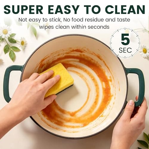 Enameled Cast Iron Dutch Oven 5 Qt with Lid, Green | For Sourdough Bread, Stews & Roasts, Oven Safe to 500F, Works on Gas, Electric & Induction Stovetops. thumbnail 8