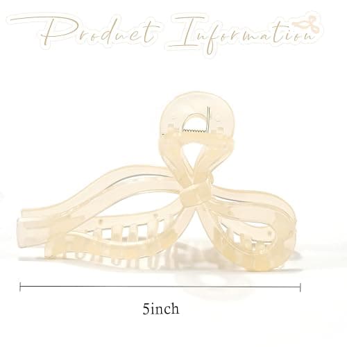Ayesha Bows Claw Clips - 2 Colors Ribbon Coquette Clips for Thick Hair and Girls, Including Pink thumbnail 6