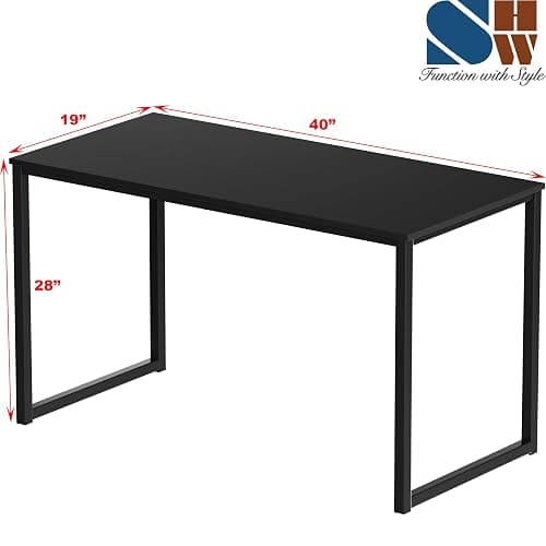 SHW Mission 40-Inch Home Office Computer Desk, Black thumbnail 3