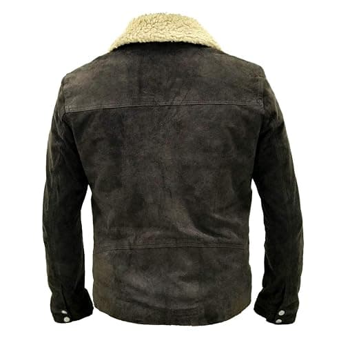 Walking Dead Season 7 Dead Rick Grime Dark Brown Real Suede Winter Leather Jacket thumbnail 3