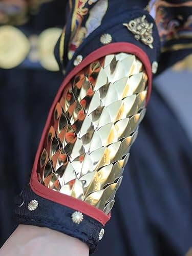 2 Pack Unisex Dragon Scale Armor Arm Guards Hanfu Armor Golden&Silver 304 Stainless Steel Armor Wristbands Hanfu Bracers thumbnail 4