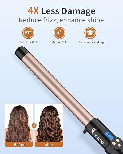 1 Inch Curling Wand Long Barrel, Dual Voltage Hair Curling Iron Wand Ceramic for Long Hair,10 Adjustable Temp thumbnail 3