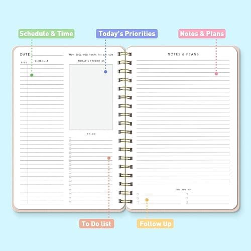 Sweetzer & Orange Daily Planner Notebook – Undated Two-Page Daily Layout with Hourly Schedule, To-Do List, Priorities, and Notes – 6.5" x 9.5" Spiral Bound Productivity Organizer – 160 Pages thumbnail 3