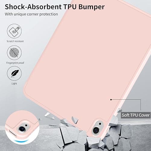 BFGTSJF Case for iPad (A16) & iPad 10th Gen with Pencil Holder, Pink | Fits iPad A16 11-inch 2025 & 10th Gen 10.9-inch 2022, Slim Protective Smart Trifold Stand, Auto Wake/Sleep, Support Touch ID thumbnail 5