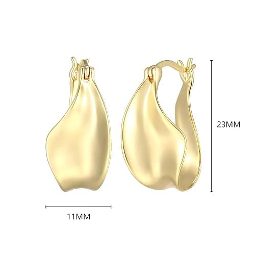 Amazon Essentials (Demi's Pick) Sculpted Hoop Earrings for Women - Gold-Tone Fine Silver Plated, Trendy Jewelry thumbnail 4