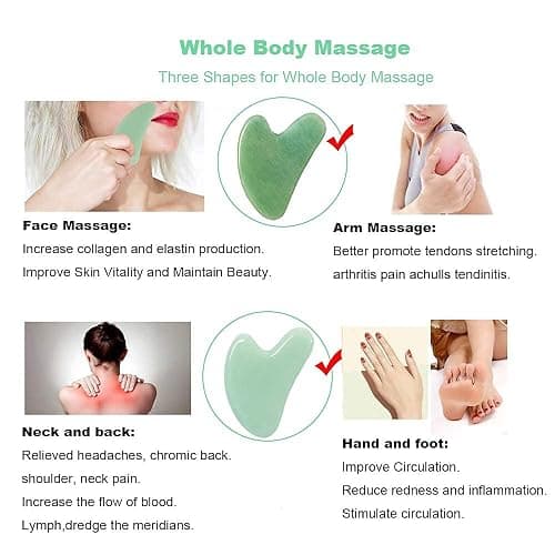 Ditind Gua Sha, Jade Stone Gua Sha Massage Tool, Guasha Tool for Face and Body Skin Massage. Gua Sha Set for Toxins Prevents Wrinkles for SPA Acupuncture, Therapy Trigger Point Treatment. thumbnail 6