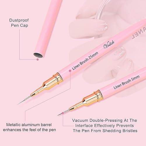 5Pcs Nail Art Liner Brushes,Liner Brush For Nails Gel,Thin Liner Nail Brush Set,Nail Art Striping Brushes,Painting Art Design Pen For Long Lines, Thin Details, Fine Drawing Sizes 5/9/13/20/25mm thumbnail 5