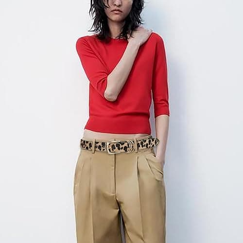 RISANTRY Women's Leather Belts with Gold Buckle Fashion Leather Waist Belt Elegant Ladies Belts for Jeans Dress & Casual Wear thumbnail 5