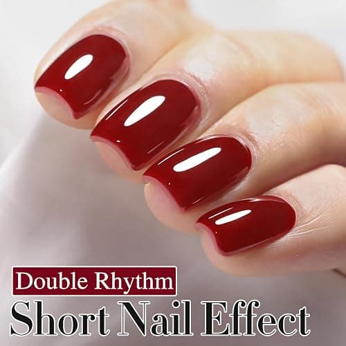 Double Rhythm Translucent Gel Polish Sheer Neutral Natural Light Milky Same Color Same Bottle 15ML Jelly UV Polish Nail Art DIY at Home (Cherry Red-A1489) thumbnail 2
