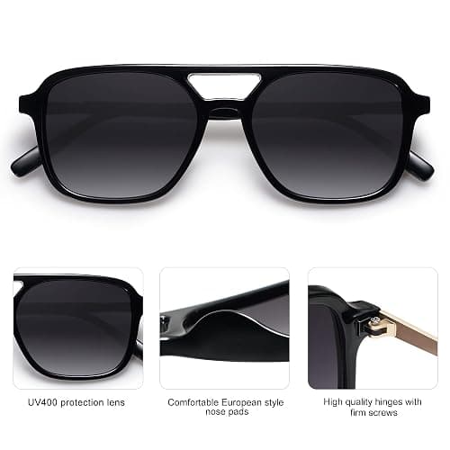 SOJOS Retro Aviator Sunglasses for Women Men,Trendy Rectangle Womens Mens Shades Sun Glasses SJ2202 thumbnail 6