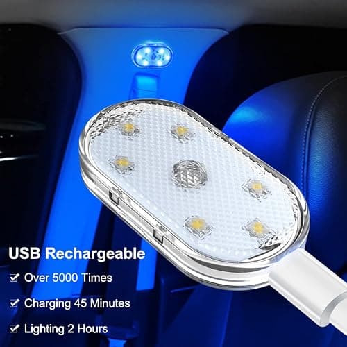 4Pcs Car LED Lights Interior Wireless, 7 Colors Interior Car Lights with 6 Bright LED Lamp Beads, Portable USB Rechargeable Car Interior Led Night Light for Car Decor thumbnail 6