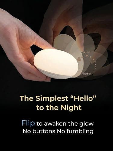 EASZZZ Baby Night Light, Flip & Touch Egg Light for Nursery, BPA-Free Silicone Nursing Lamp for Breastfeeding, Small Portable Dimmable Rechargeable Travel Nightlight, Newborn Essential Registry Gift thumbnail 2