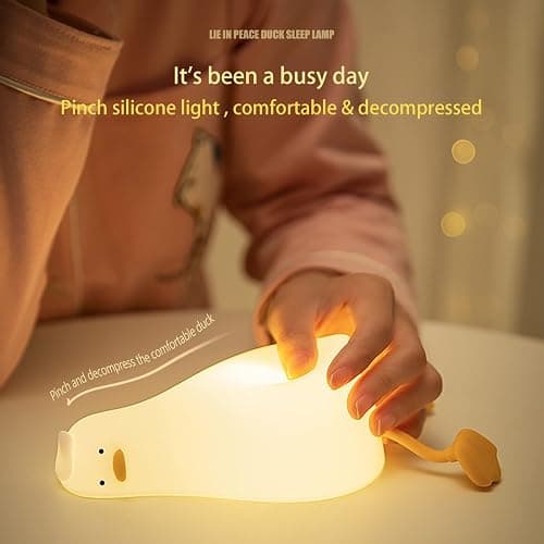 MUID Benson Lying Flat LED Squishy Duck Lamp, Cute Light Up Nursery Nightlight, Rechargeable Bedside Touch Lamp for Breastfeeding, Finn The Duck thumbnail 5