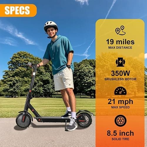 Electric Scooter Adults, Foldable 8.5" Tires E Scooter for Adults, 19 Mph, 350W Motor Fast Cooter, Kick Scooters Max 21 Miles Long Range for Commuting, Heavy Duty E-Scooter with Dual Braking System thumbnail 2