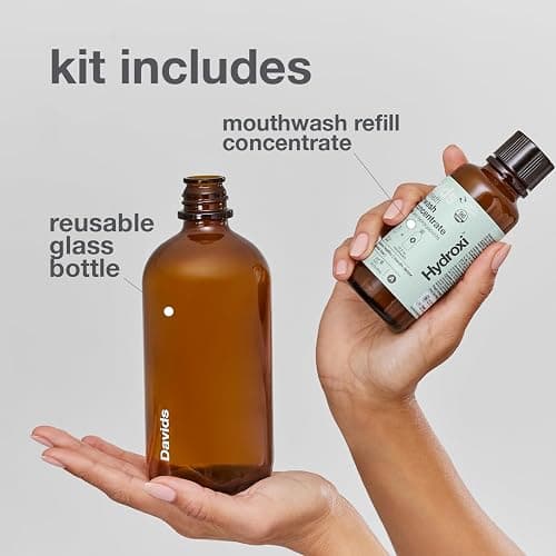 Davids Hydroxi Fresh Breath Mouthwash Starter Kit, Alcohol-Free, Fluoride-Free, Nano-Hydroxyapatite for Remineralizing & Enamel Health, Relieves Dry Mouth, Fresh Mint, 16 fl oz thumbnail 2